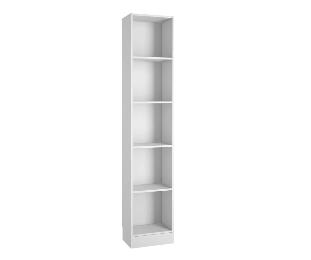 FTG Basic White Tall Narrow Bookcase with 4 Shelves