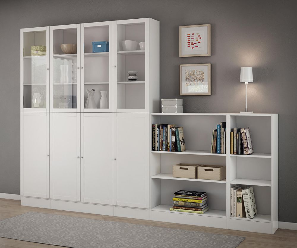 FTG Basic White Tall Narrow Bookcase with 4 Shelves