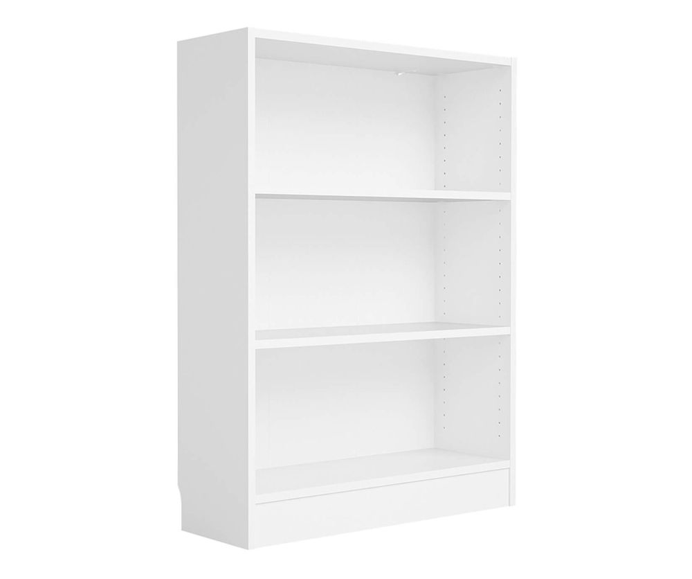 FTG Basic White Low Wide Bookcase with 2 Shelves