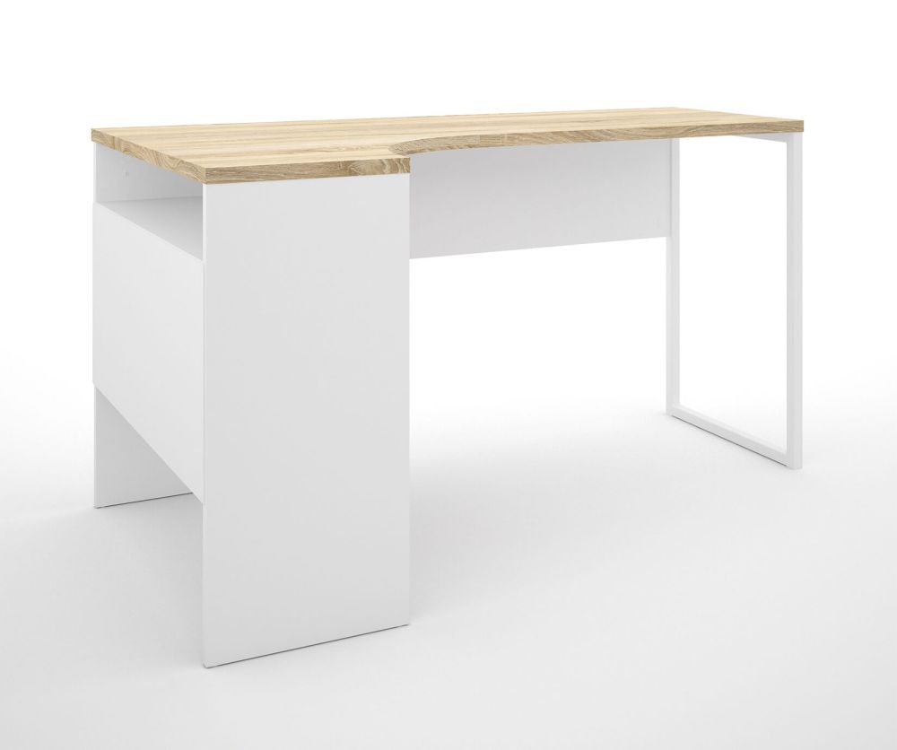 FTG Function Plus White and Oak 2 Drawers Corner Desk