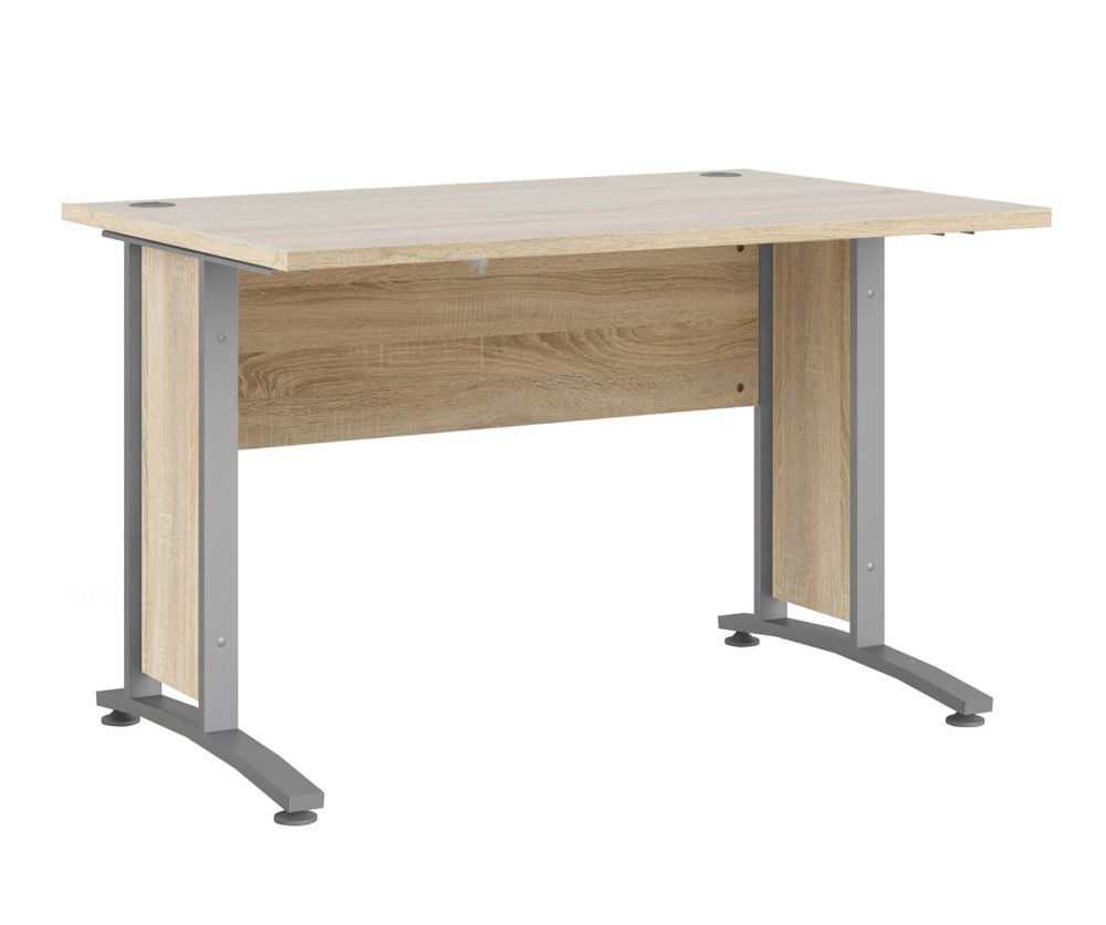 FTG Prima Oak 120cm Desk with Silver Grey Steel Legs