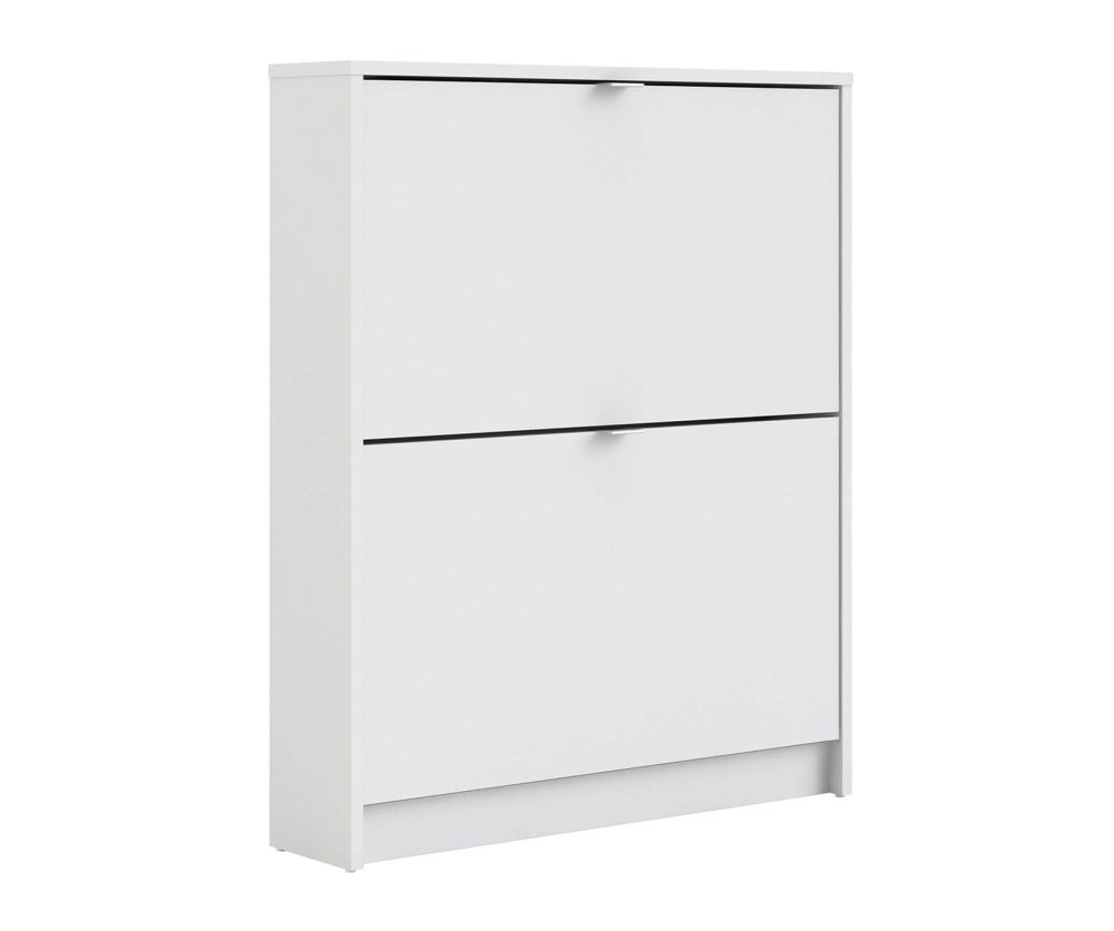 FTG Shoes White Shoe Cabinet W. 2 Tilting Door and 1 Layer