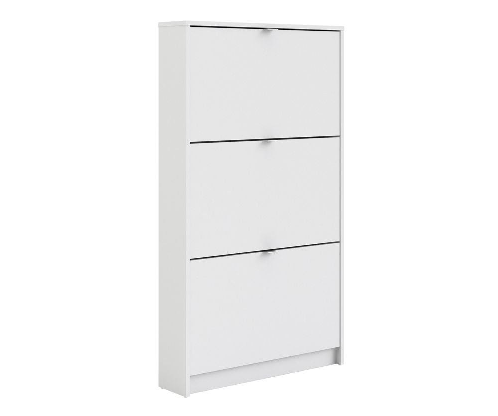 FTG Shoes White Shoe Cabinet W. 3 Tilting Door and 1 Layer