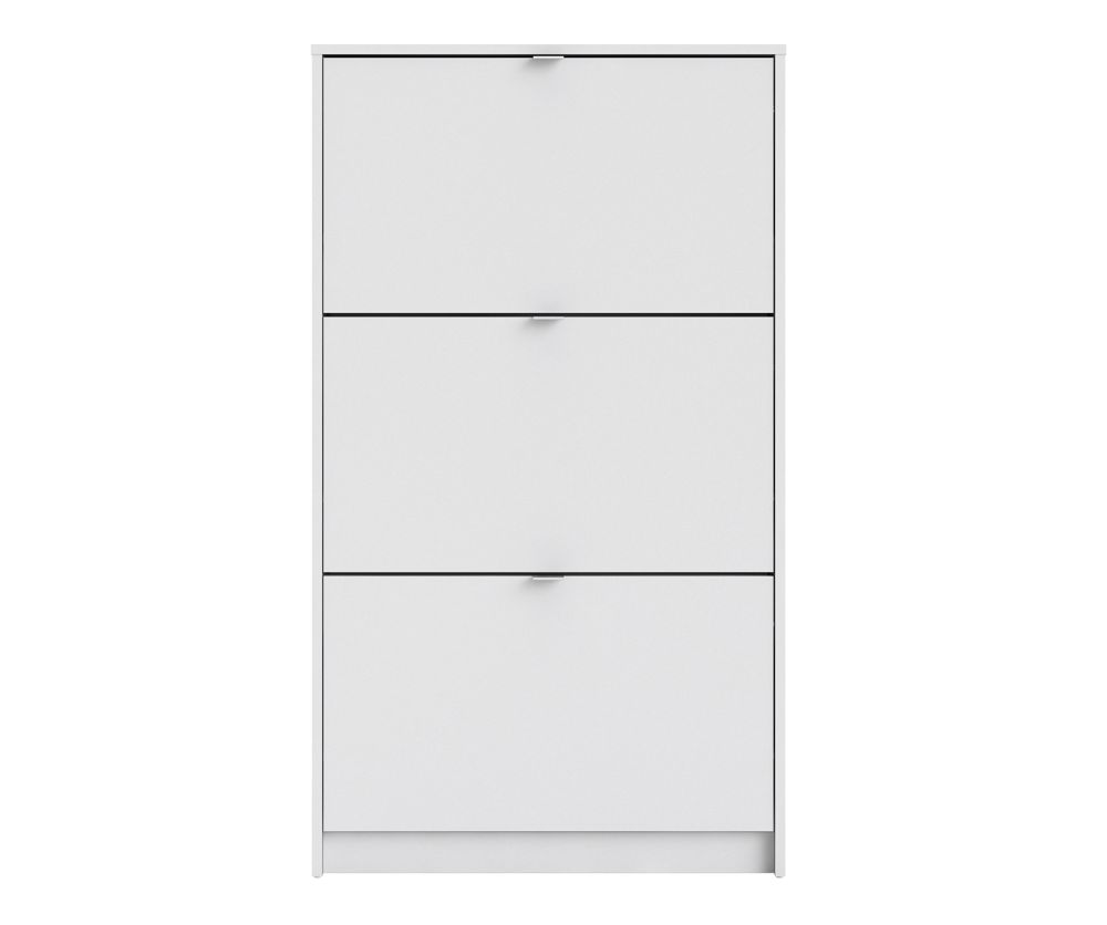 FTG Shoes White Shoe Cabinet W. 3 Tilting Door and 1 Layer