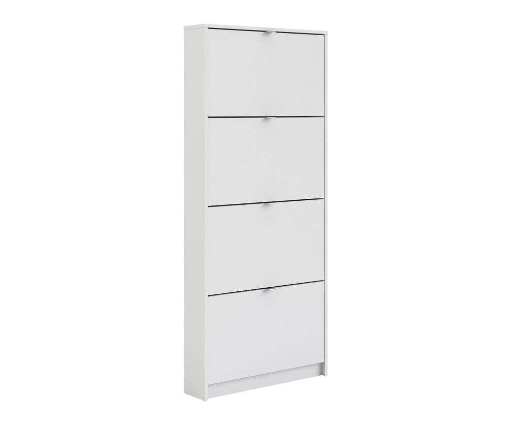 FTG Shoes White Shoe Cabinet W. 4 Tilting Door and 1 Layer