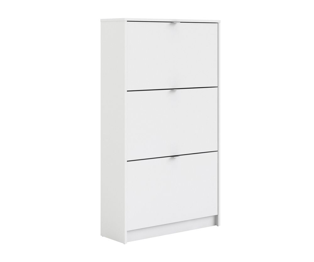 FTG Shoes White Shoe Cabinet W. 3 Tilting Door and 2 Layer