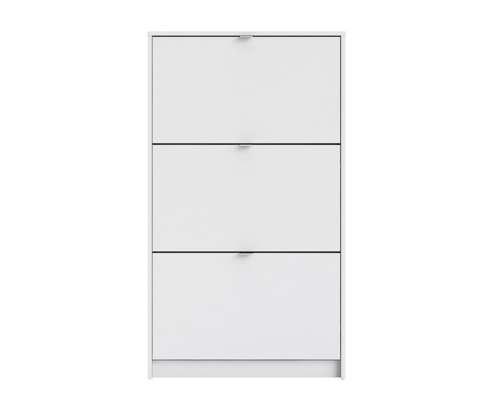 FTG Shoes White Shoe Cabinet W. 3 Tilting Door and 2 Layer