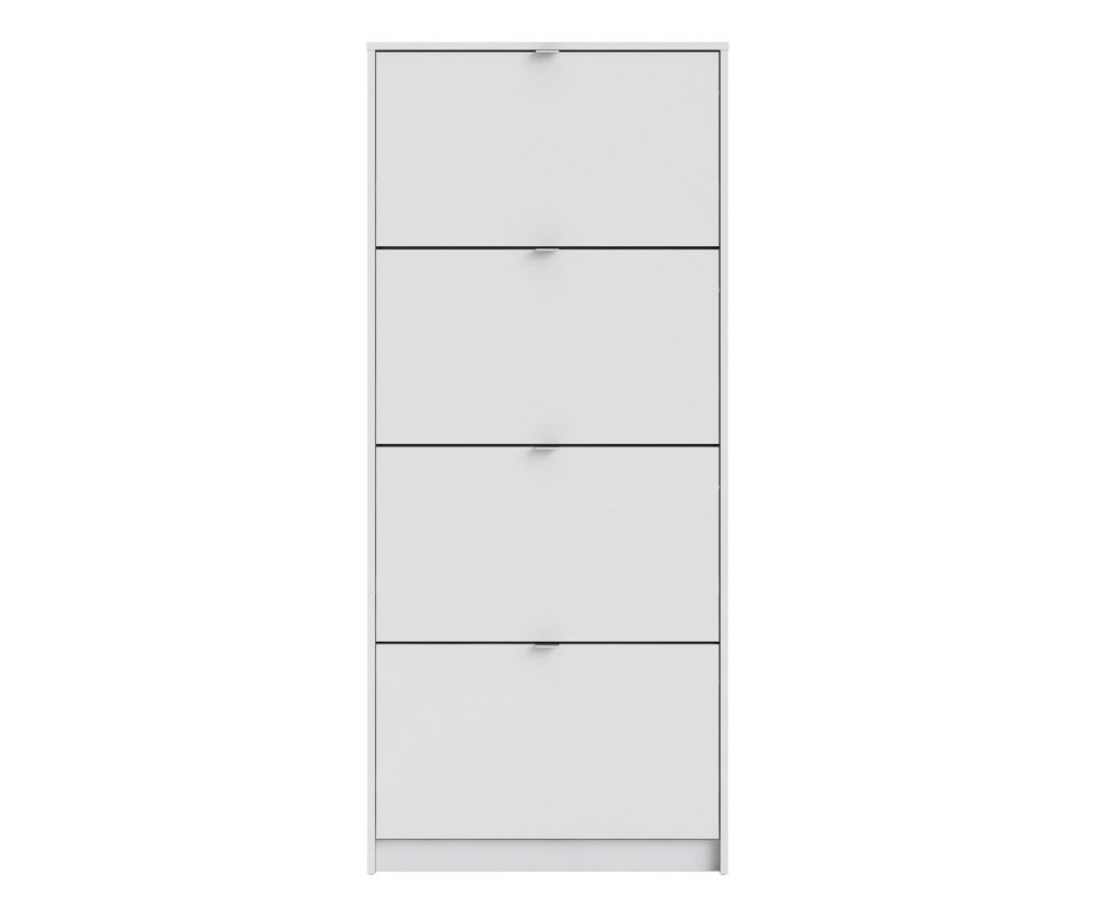 FTG Shoes White Shoe Cabinet W. 4 Tilting Door and 2 Layer