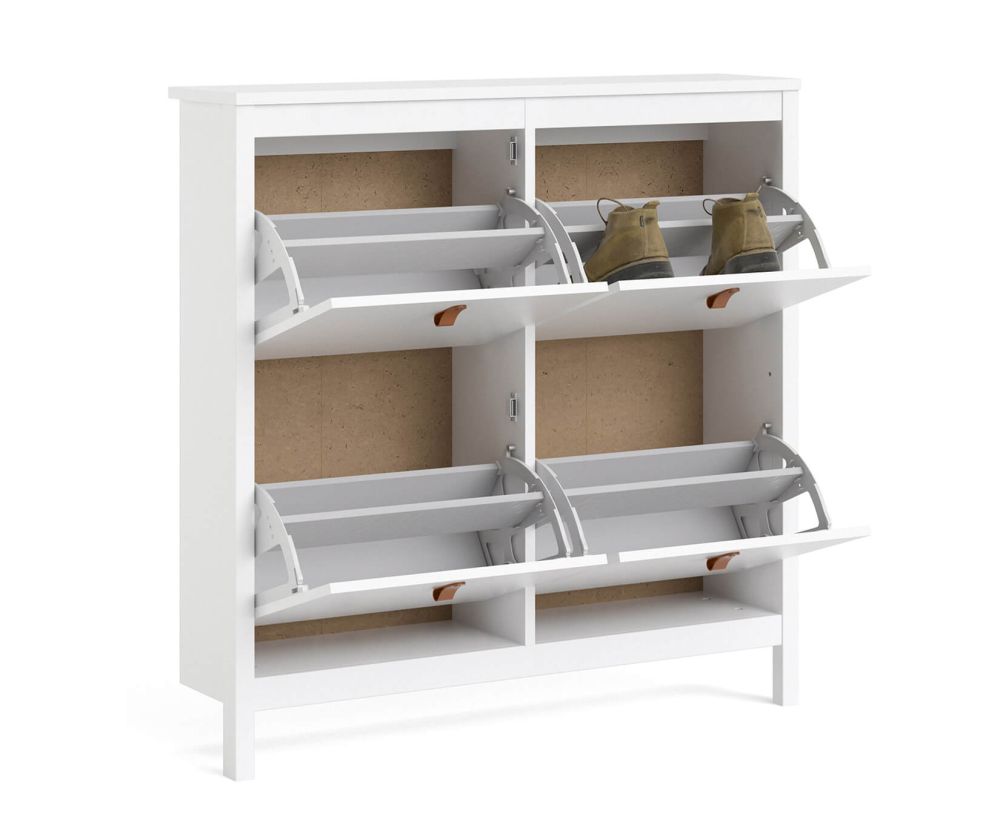 FTG Barcelona White 4 compartments Shoe Cabinet