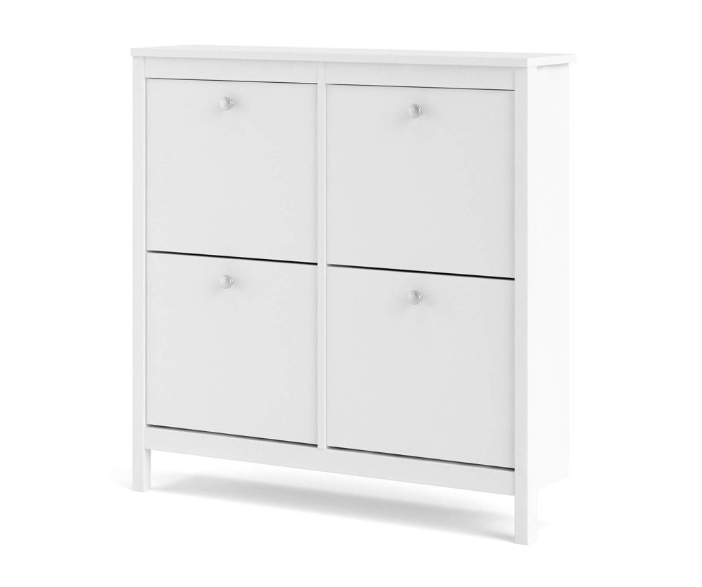 FTG Madrid White 4 Compartment Shoe Cabinet