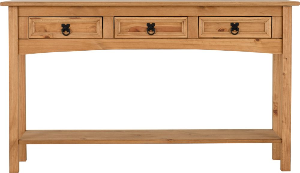 Seconique Corona Pine 3 Drawer Console Table
