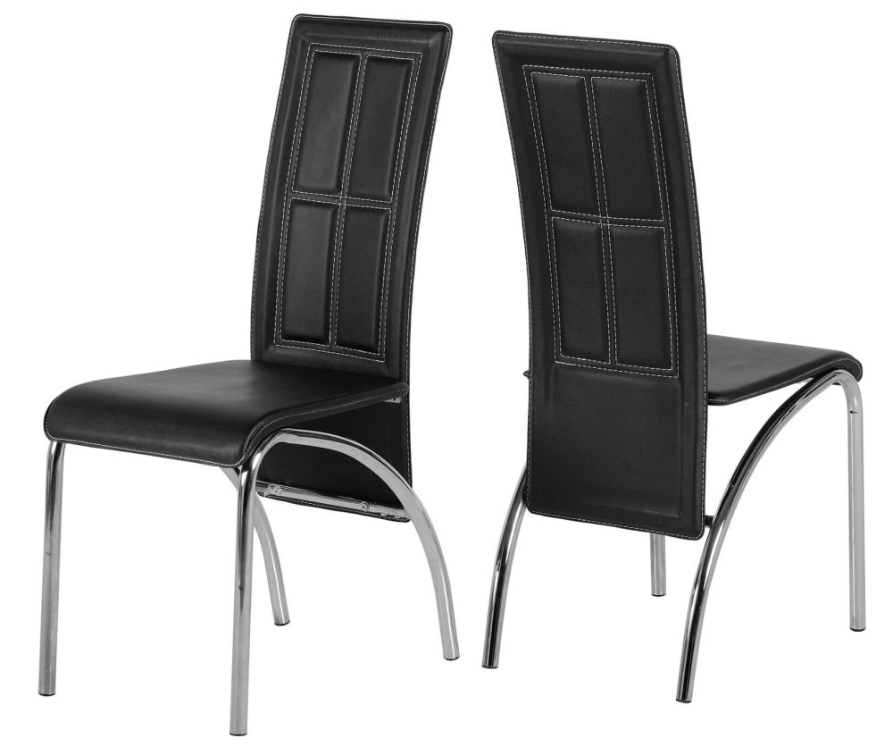 Seconique A3 Black Faux Leather Dining Chair in Pair