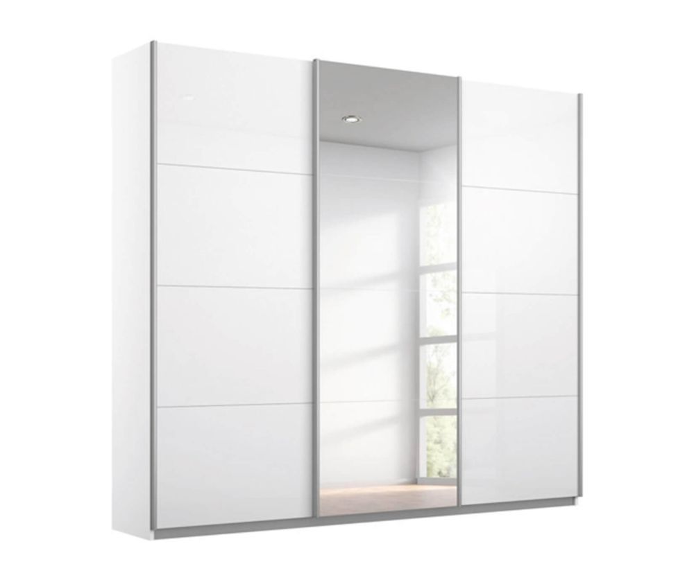 Rauch Kulmbach 3 Sliding Door 1 Mirror Wardrobe with Carcase Colour Handle Strips(W203cm)