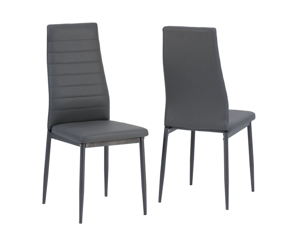 Seconique Abbey Grey Faux Leather Dining Chair in Pair