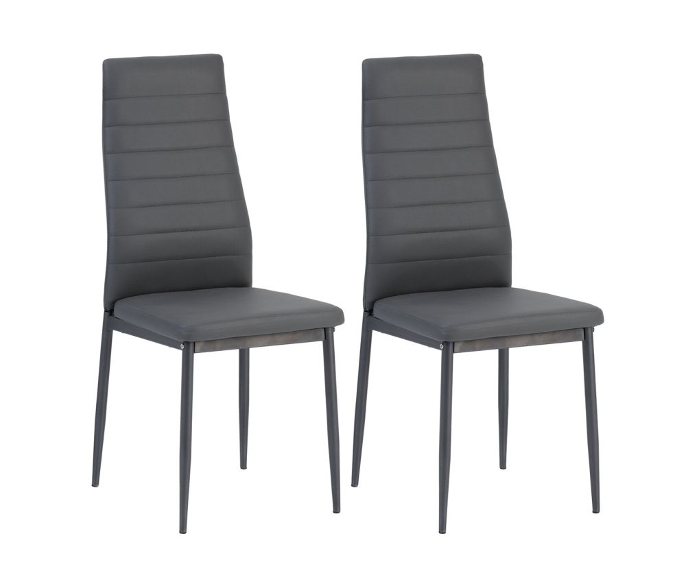 Seconique Abbey Grey Faux Leather Dining Chair in Pair