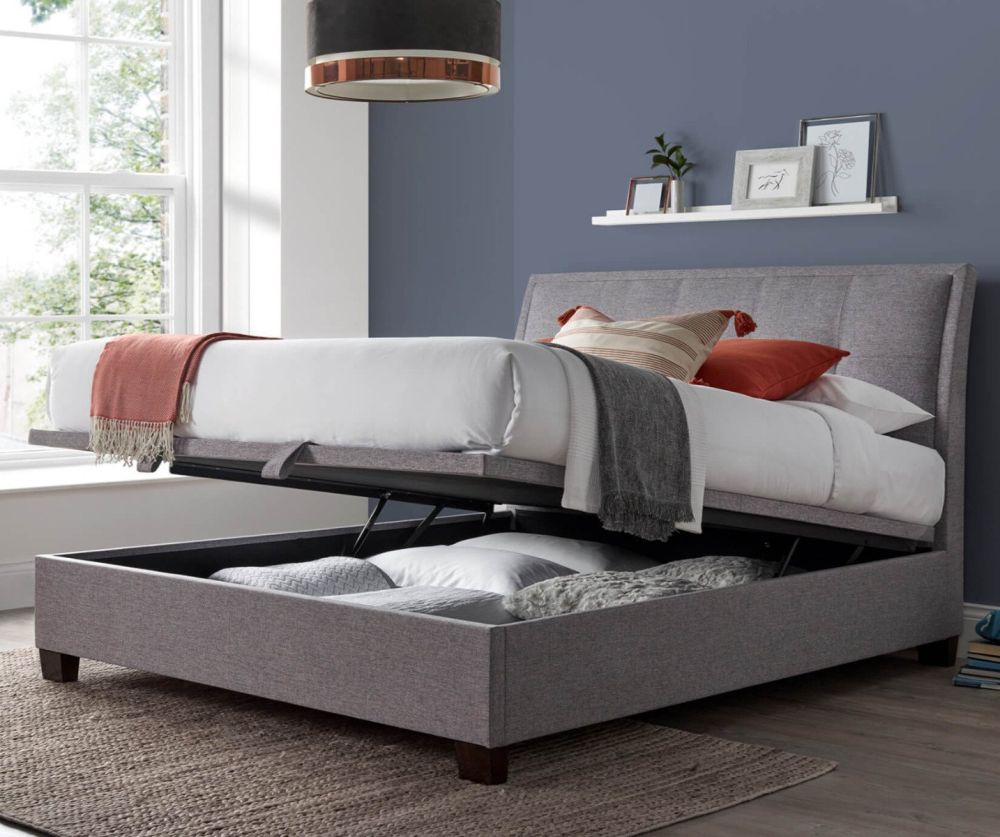 Kaydian Beds Accent Marbella Grey Fabric Ottoman Bed Frame