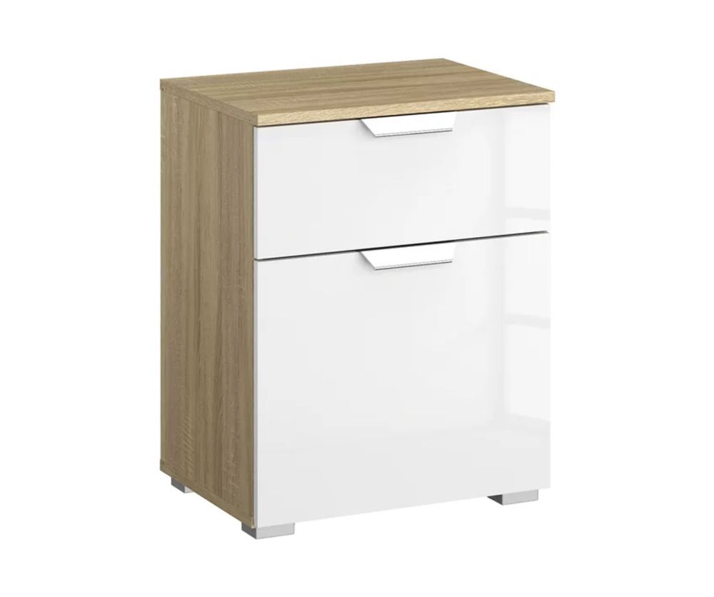 Rauch Aditio 1 Door 1 Drawer Bedside Table with High Polish White Front
