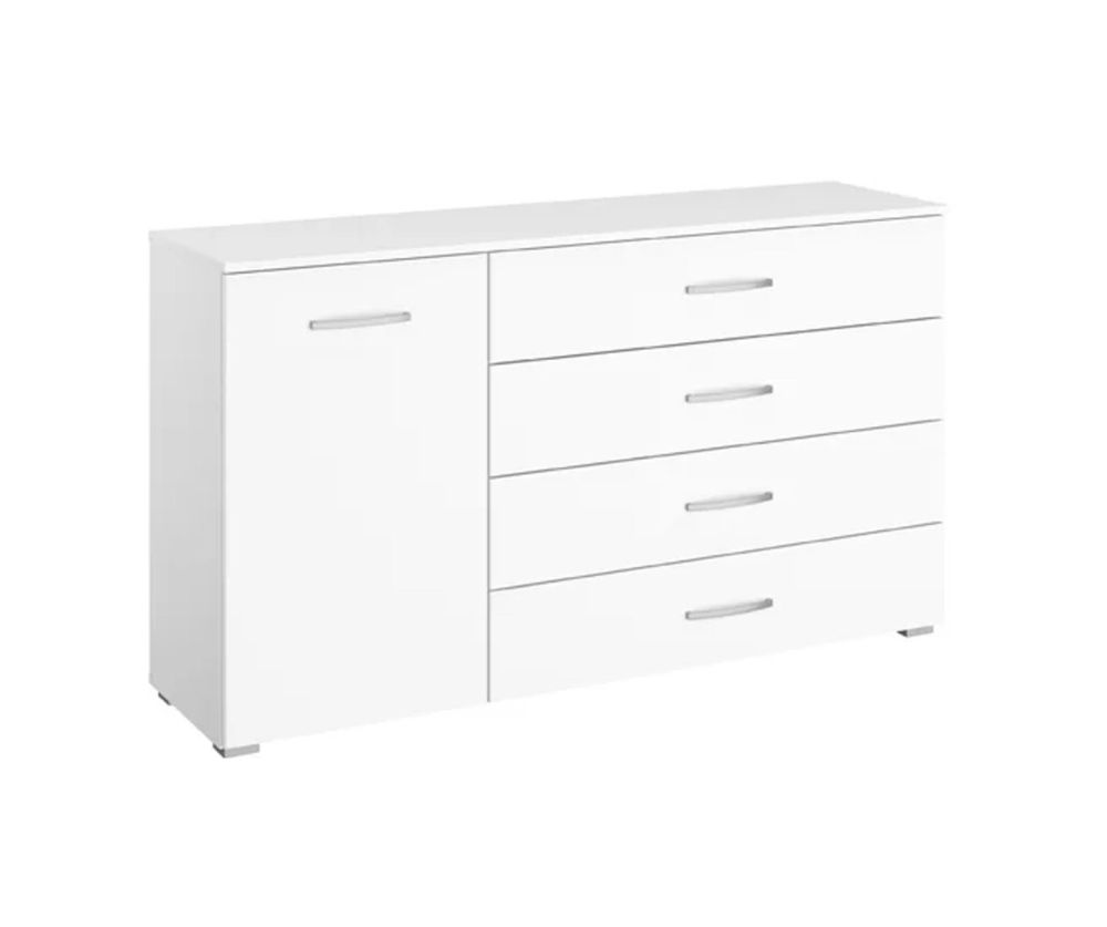 Rauch Aditio 1 Door 4 Drawer Chest with Glass Silk Grey Front