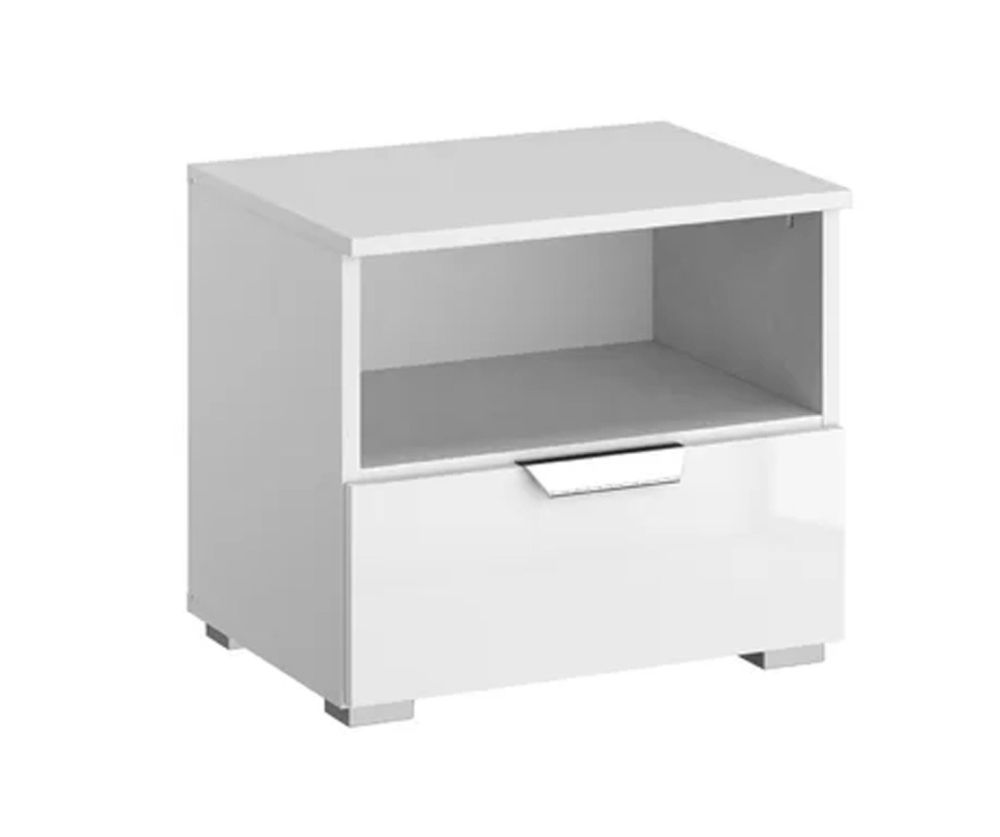 Rauch Aditio 1 Drawer Bedside Table with Glass White Front