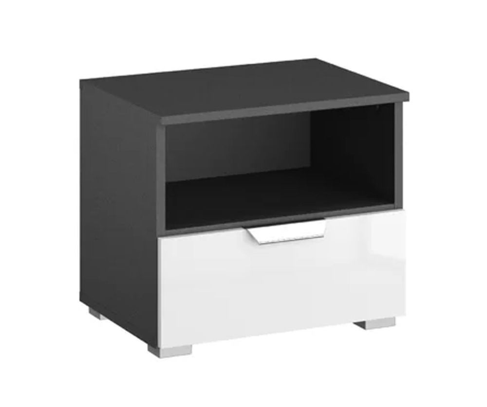 Rauch Aditio 1 Drawer Bedside Table with Glass Basalt Front