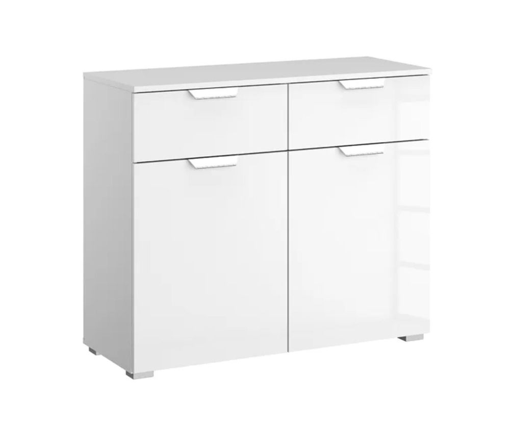 Rauch Aditio 2 Door 2 Drawer Chest with High Polish Effect Grey Front - H 81cm