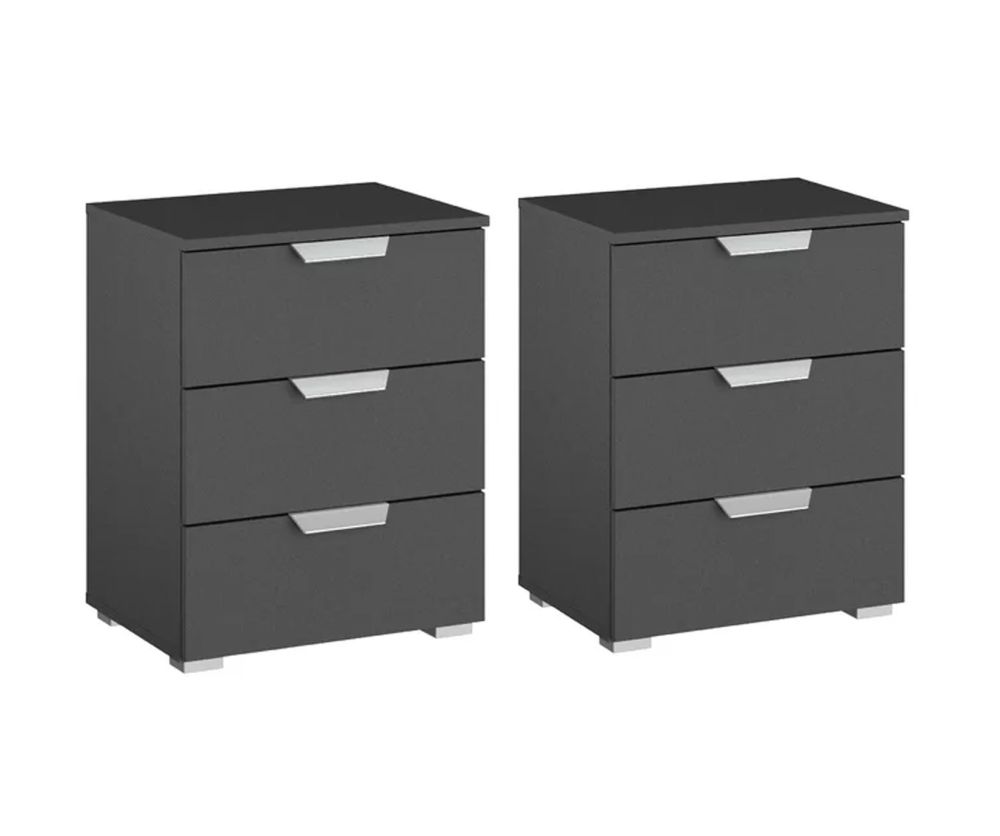Rauch Aditio 3 Drawer Bedside Table and Metallic Grey Front