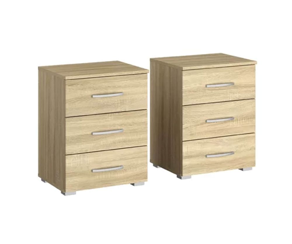Rauch Aditio 3 Drawer Bedside Table and Sonoma Oak Front
