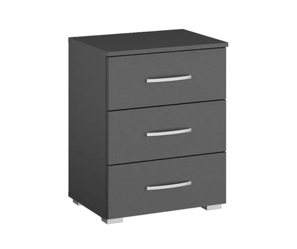 Rauch Aditio 3 Drawer Bedside Table and Metallic Grey Front