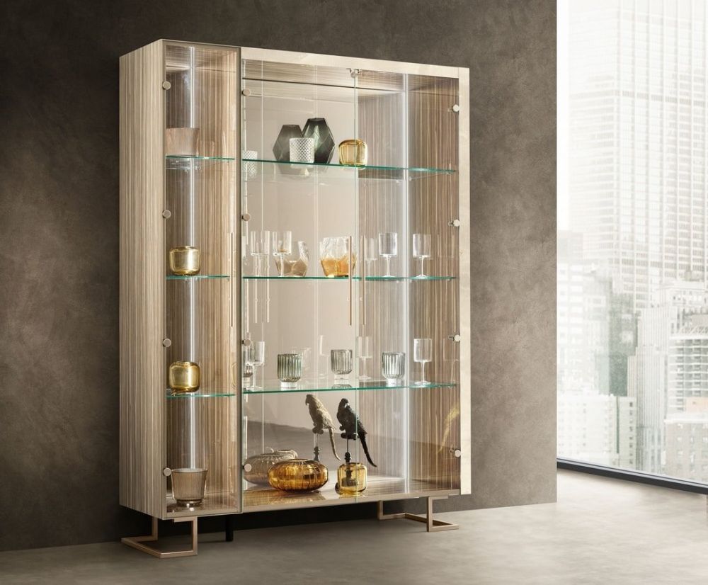 Adora Luce Light Italian 3 Door Display Cabinet with Glass Shelves