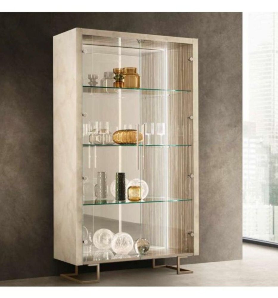 Adora Luce Light Italian 2 Door Display Cabinet with Glass Shelves