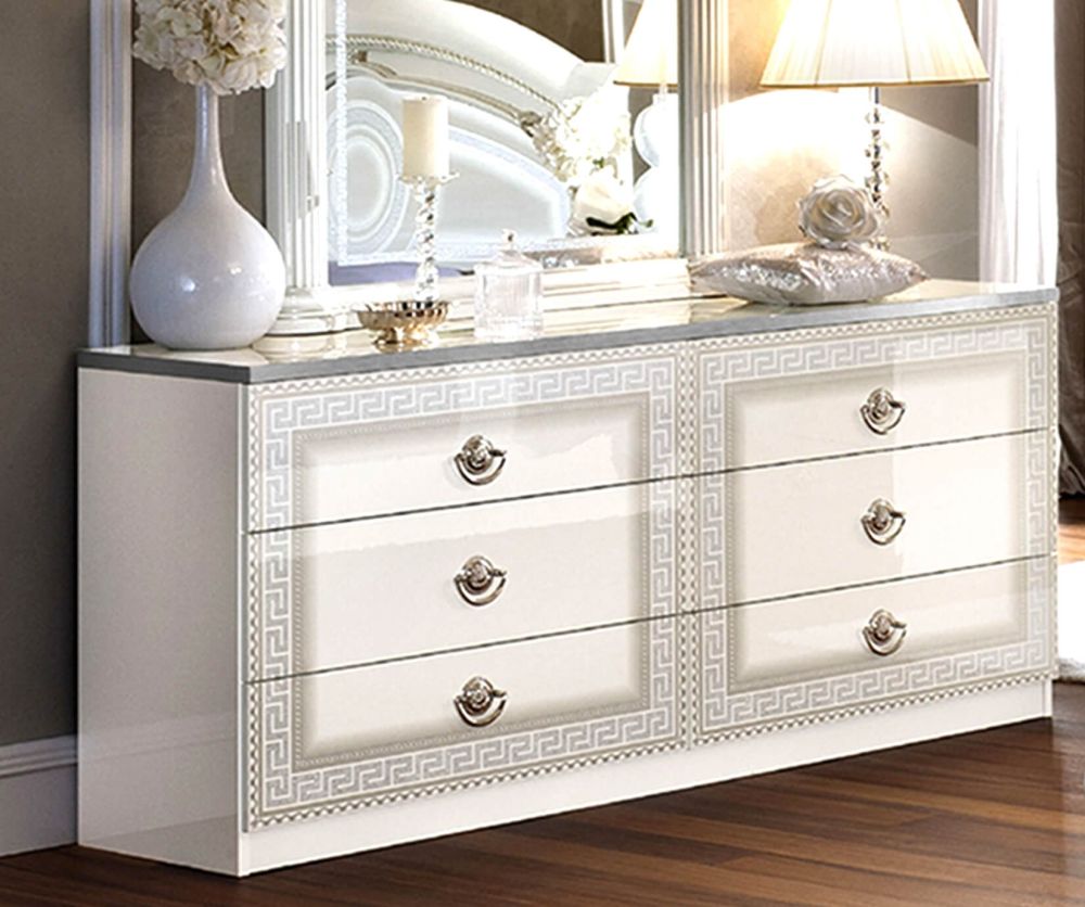 Camel Group Aida White and Silver Finish Italian Double Dresser