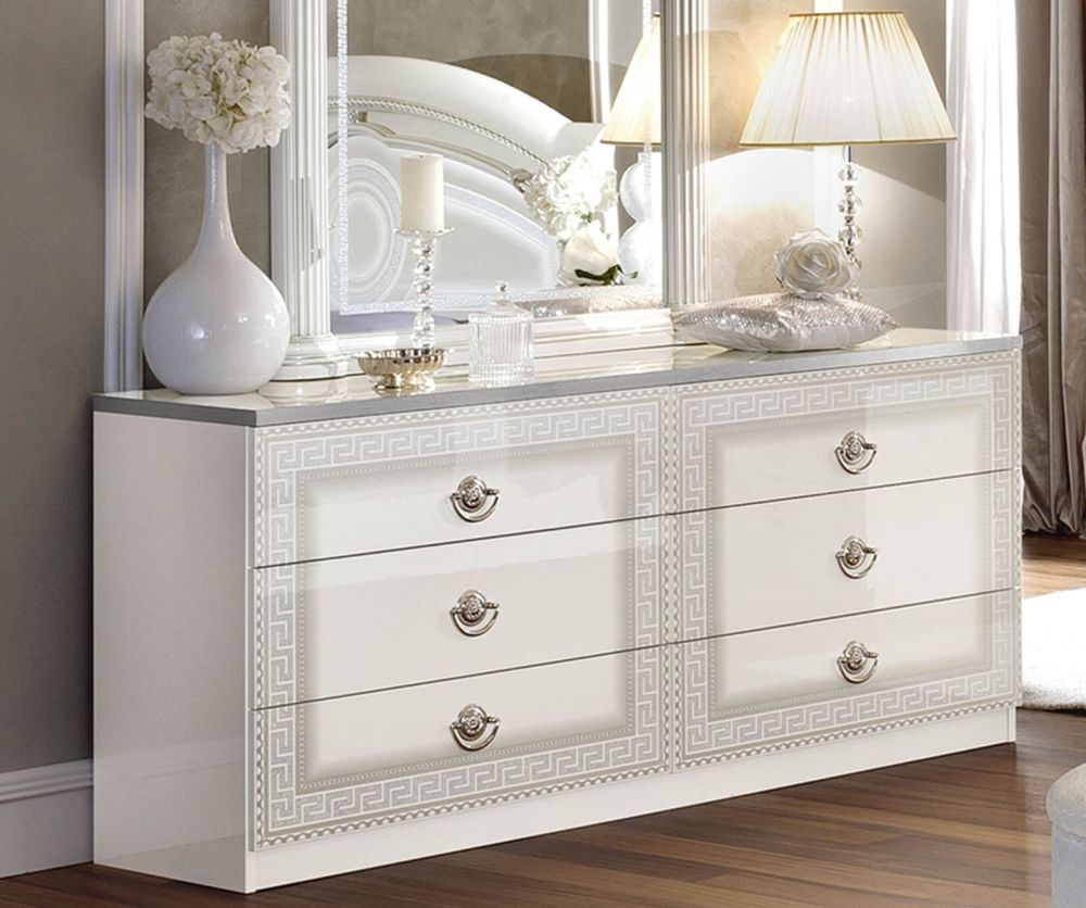 Camel Group Aida White and Silver Finish Italian Double Dresser