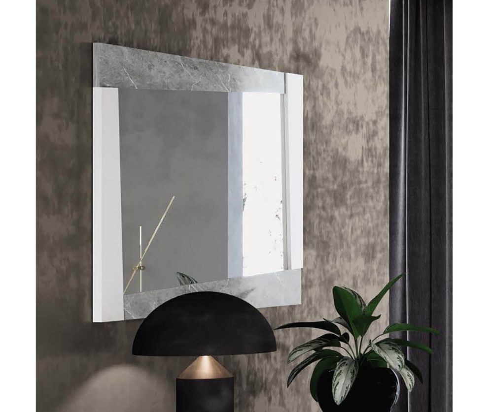 Camel Group Alba White and Carrara Marble Finish Dresser Mirror