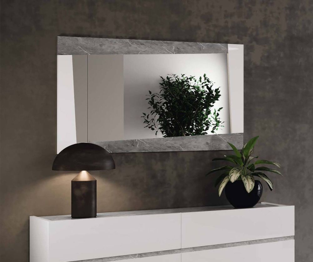 Camel Group Alba White and Carrara Marble Finish Dresser Mirror