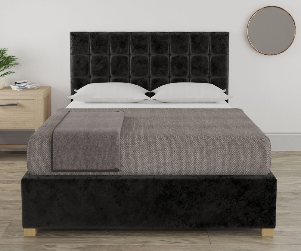 Aspire Aldgate Mirazzi Velvet Black Fabric Ottoman Bed