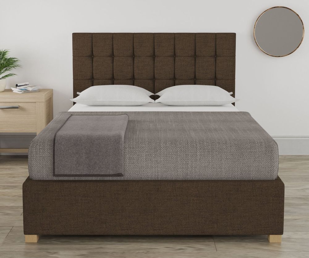 Aspire Aldgate Yorkshire Knit Chocolate Fabric Ottoman Bed