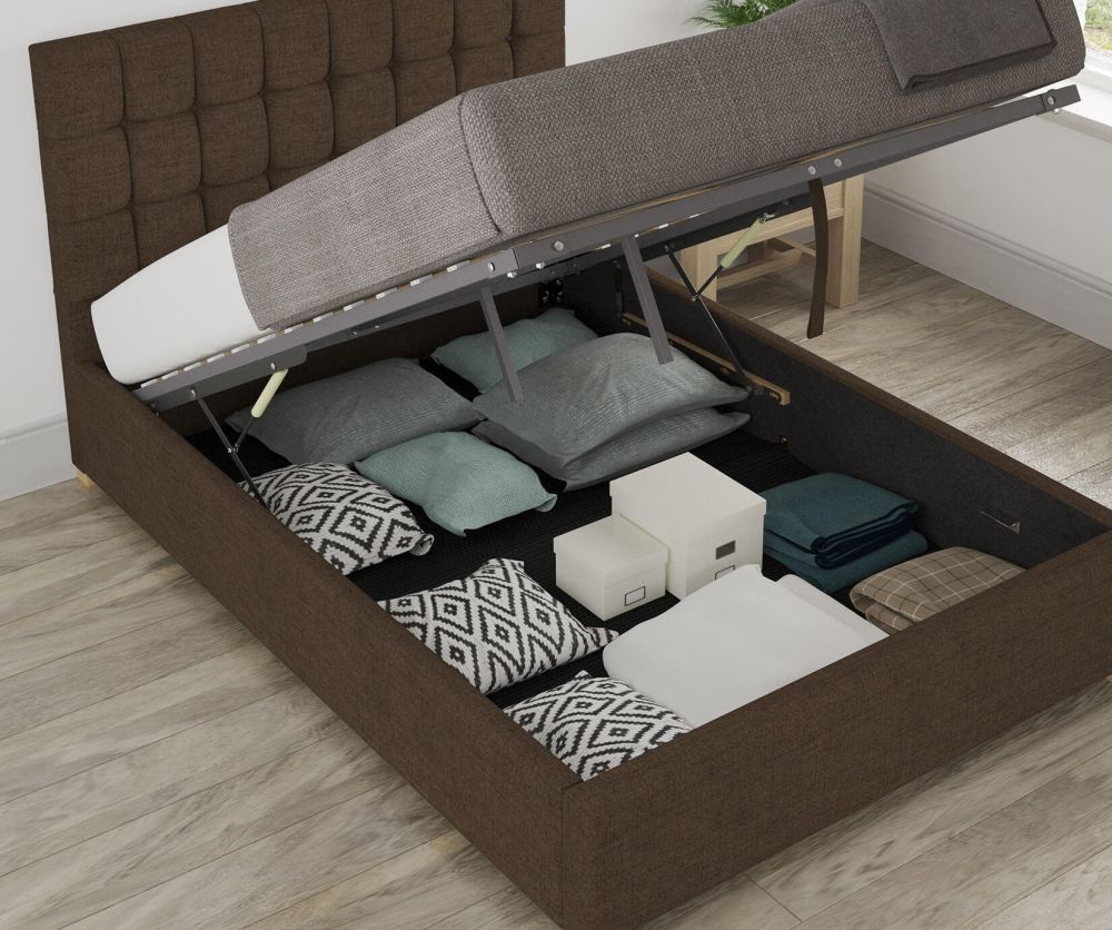 Aspire Aldgate Yorkshire Knit Chocolate Fabric Ottoman Bed