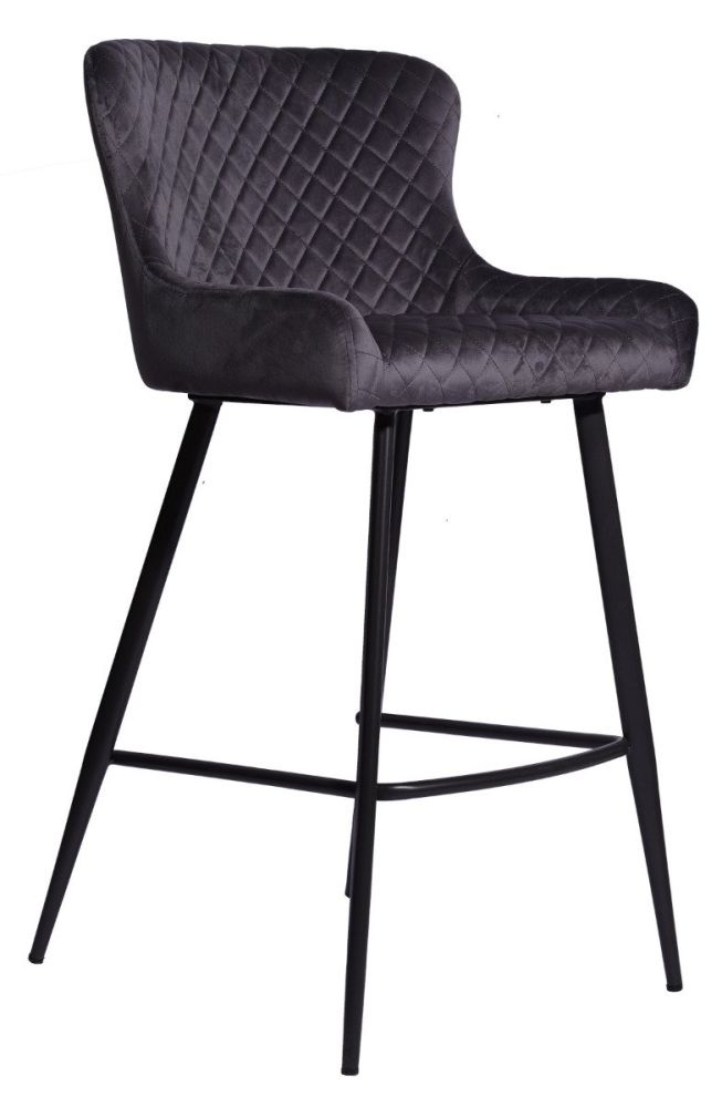 Classic Furniture Alpha Grey Velvet Fabric Bar Stool in Pair