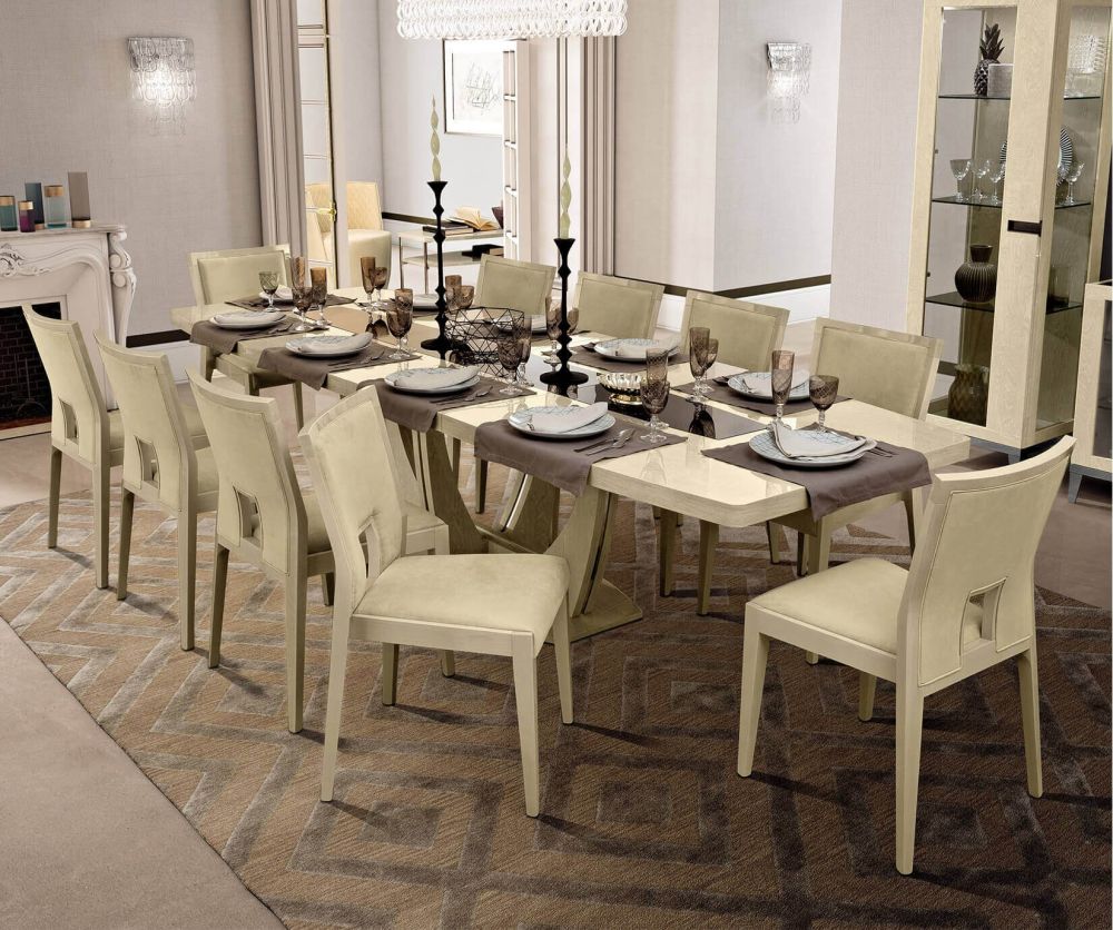 Camel Group Ambra Sand Birch Finish Large Extension Dining Table with 10 Chairs