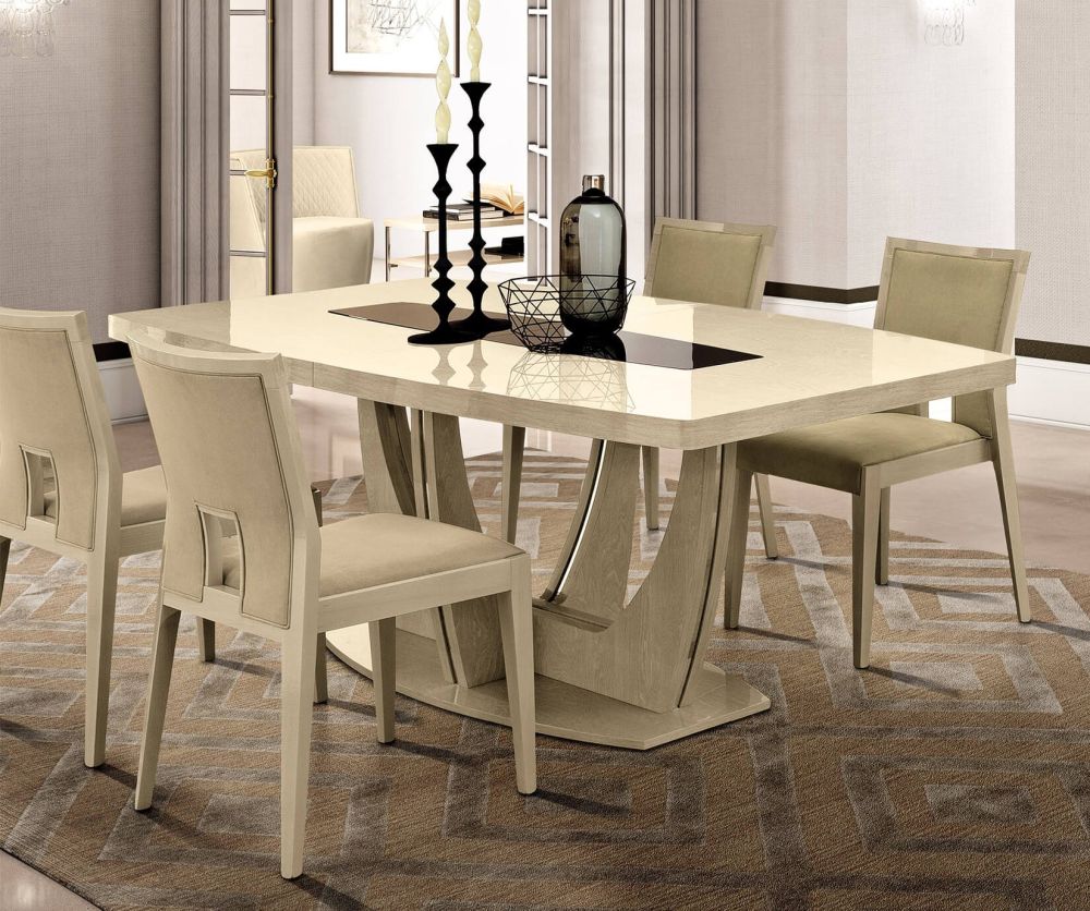 Camel Group Ambra Sand Birch Finish Small Extension Dining Table with 4 Chairs