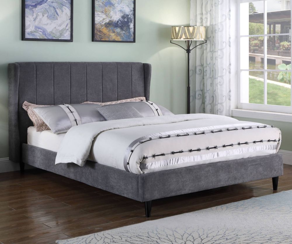 Seconique Amelia Dark Grey Fabric Bed Frame