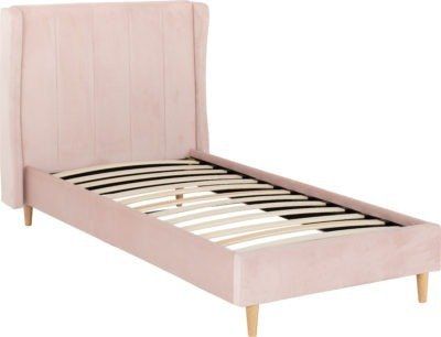 Seconique Furniture Amelia Pink Velvet Fabric Bed Frame