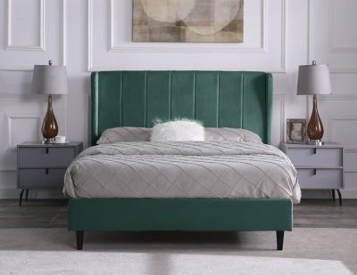 Seconique Furniture Amelia Green Velvet Fabric Bed Frame