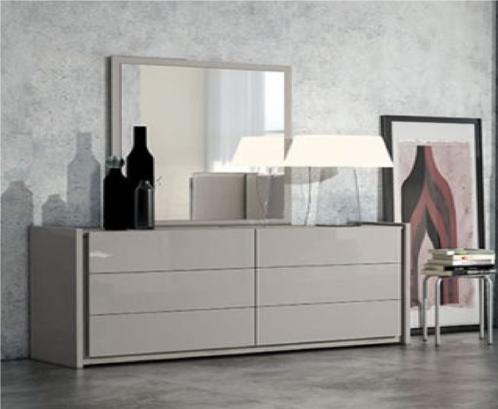 Tuttomobili Ana Grey Finish Italian 6 Drawer Dresser