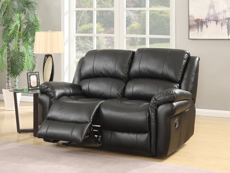 Annaghmore Farnham Black Leather Air Fabric 3 Seater Sofa