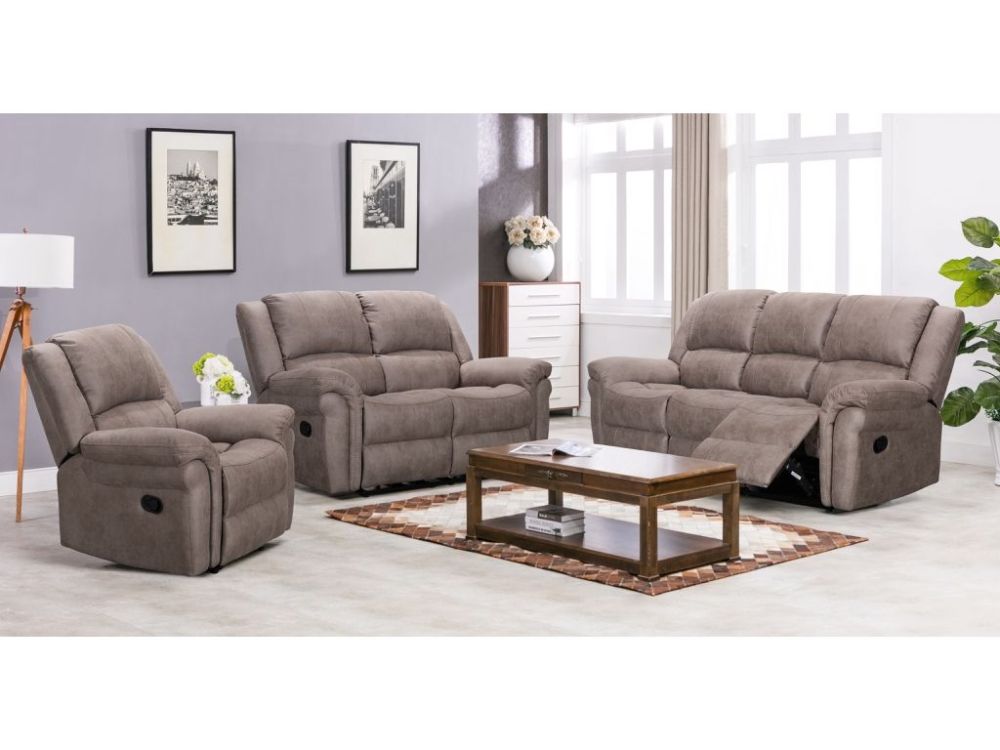Annaghmore Gloucester Taupe Fabric 3+2 Recliner Sofa Set