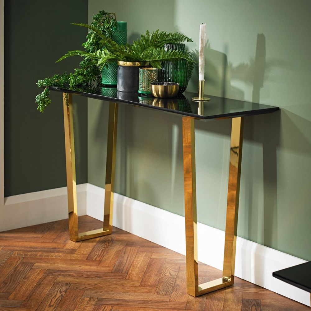 LPD Anitbes Black and Gold Console Table