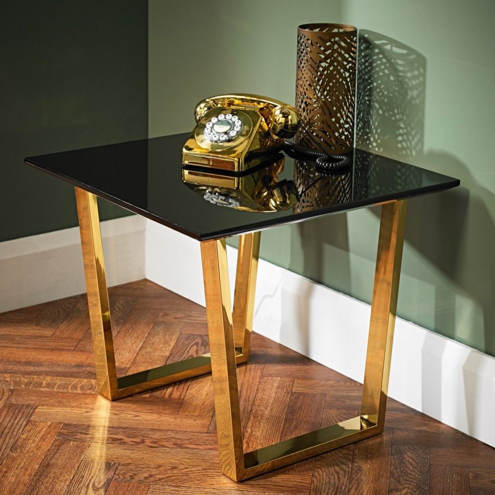 LPD Anitbes Black and Gold Lamp Table