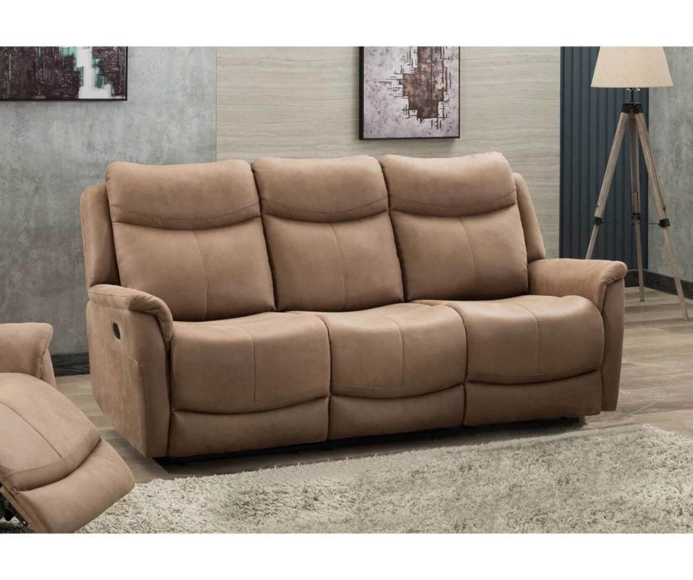 Furniture Link Arizona Caramel Fabric 3 Seater Electric Recliner Sofa