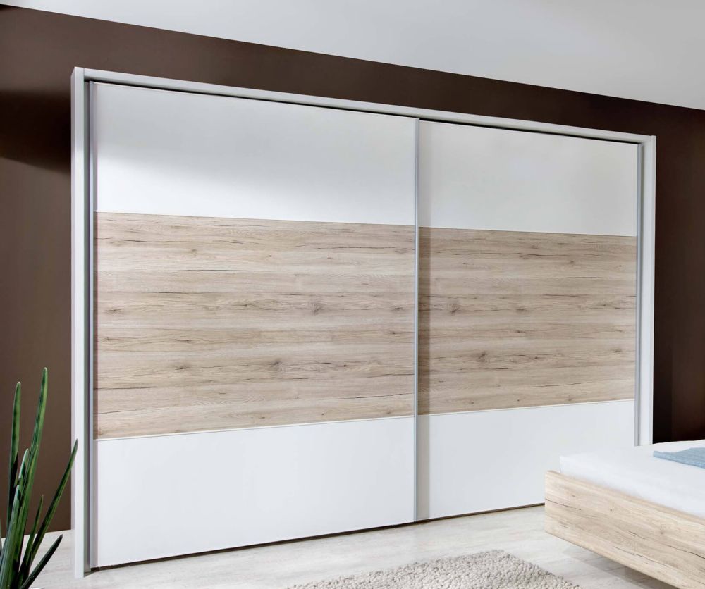 furniture24-eu Wardrobe with Sliding Doors / Bedroom Cabinet / Wiki  (130/200/60 cm W / H / D) Sonoma Oak : : Home & Kitchen